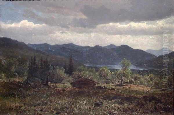 Landscape with Mountain Farm Oil Painting by Gustav Adolph Mordt