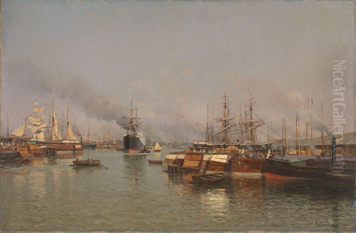 The Mexico Dock in Antwerpen Oil Painting by Johannes Grimelund