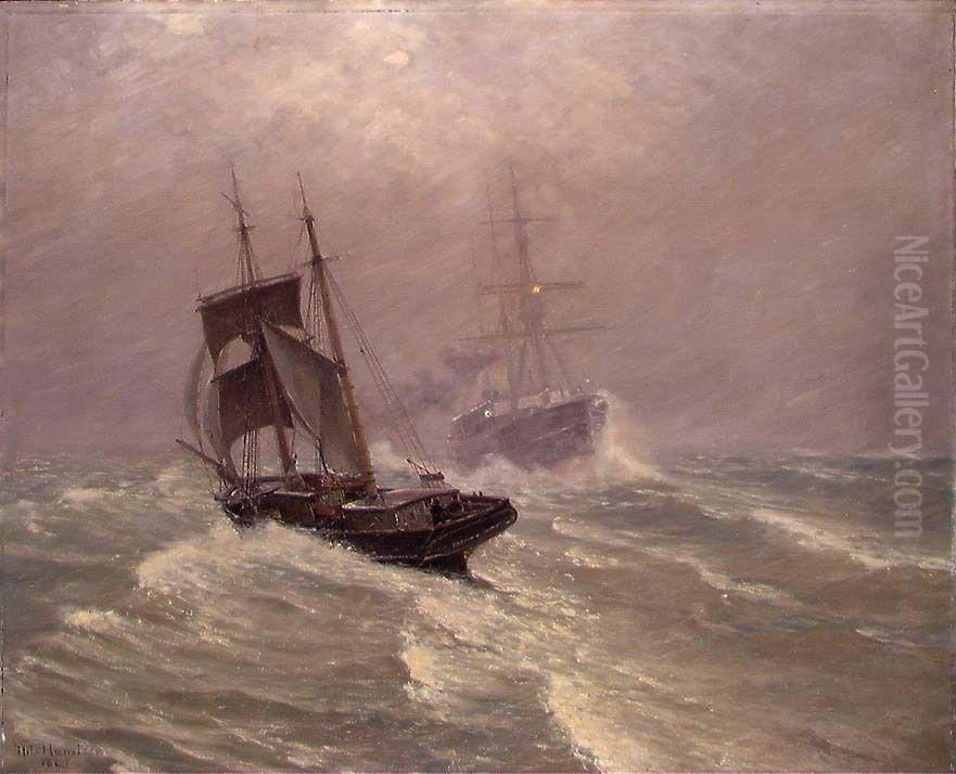 Drifting Snow Oil Painting by Nils Hansteen