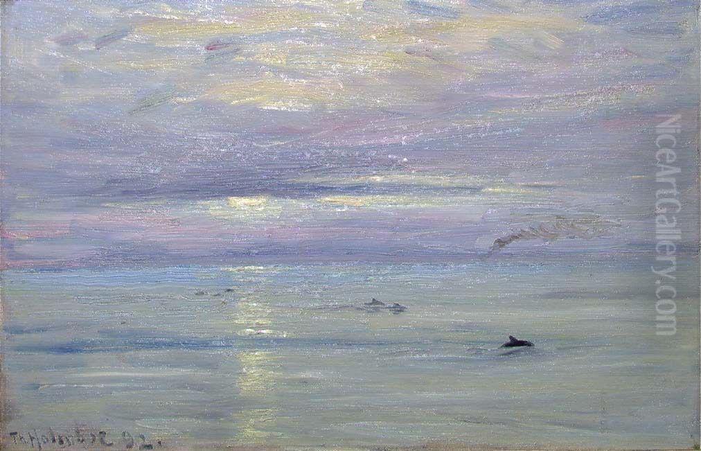 Summer Night on the Sea Oil Painting by Thorolf Holmboe