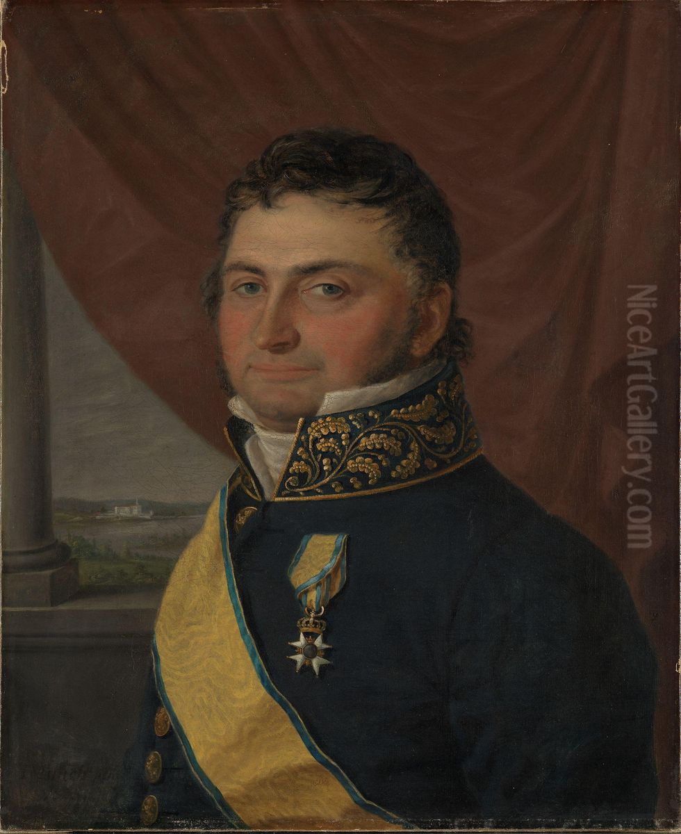 Portrait of Cabinet Minister Nicolay Johan Lohmann Krog Oil Painting by Jacob Munch