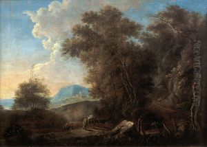 Rocky landscape with passengers and footbridge
