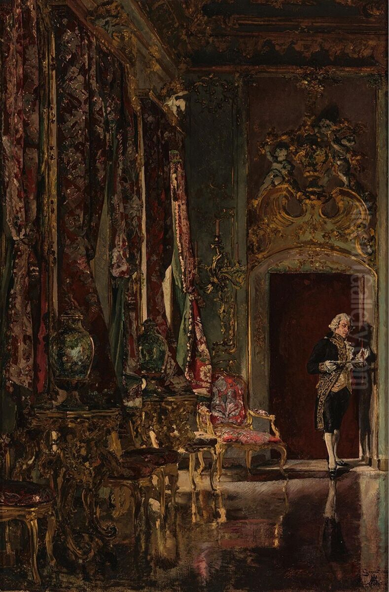 Interieur Oil Painting by Alexander van Maasdijk