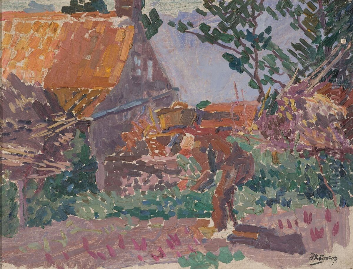 Farmer in Vegetable Garden Oil Painting by Jan Toorop