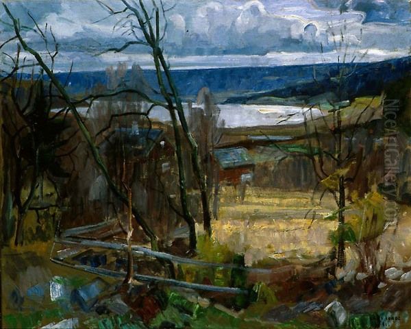 Autumn Evening at Faberg Oil Painting by Lars Jorde