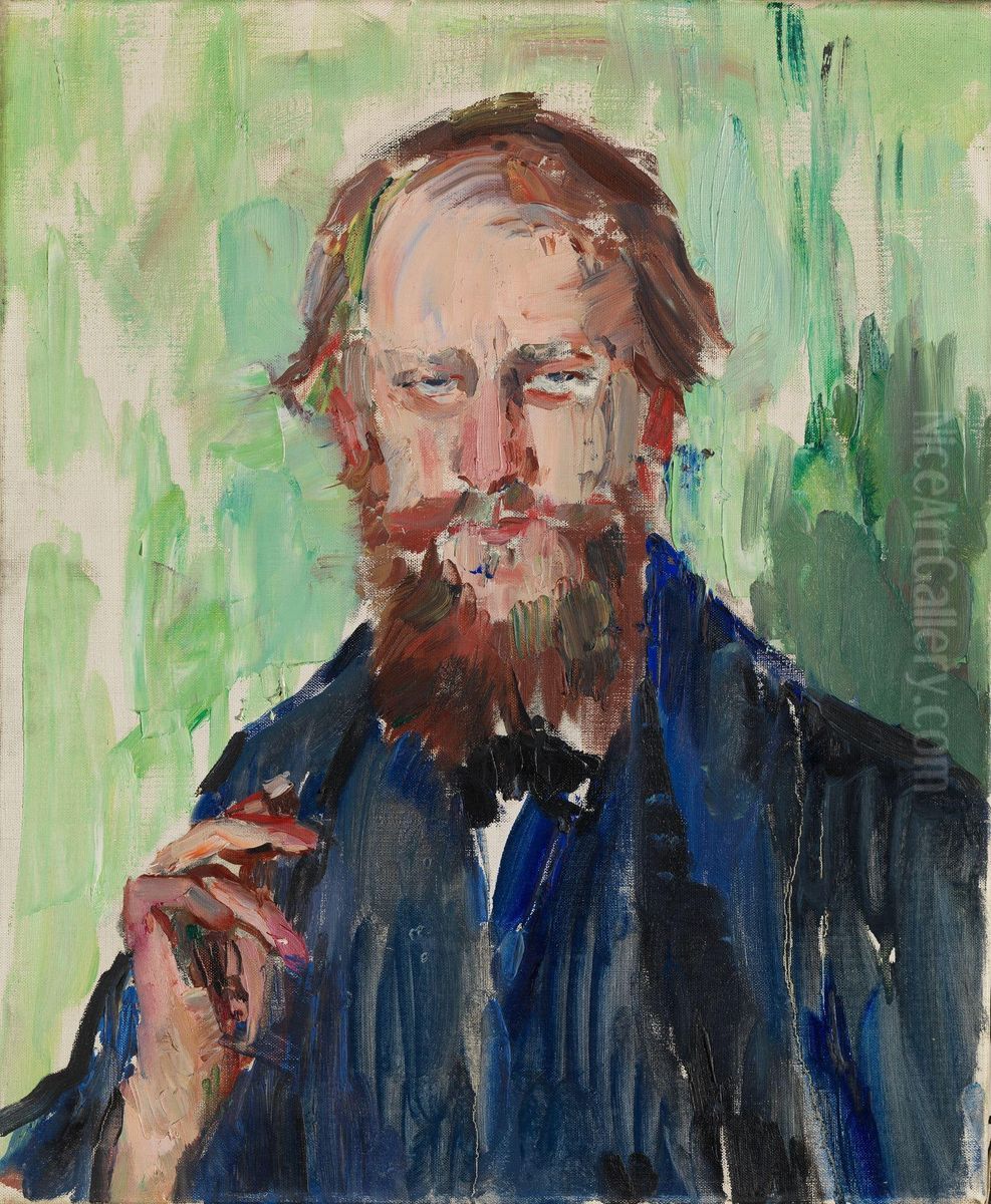 Portrait of the Danish Art Dealer M. Grosell Oil Painting by Henrik Lund
