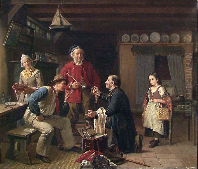 The Merchant Jew in the Pilot's Cabin Oil Painting by Carl Lorck