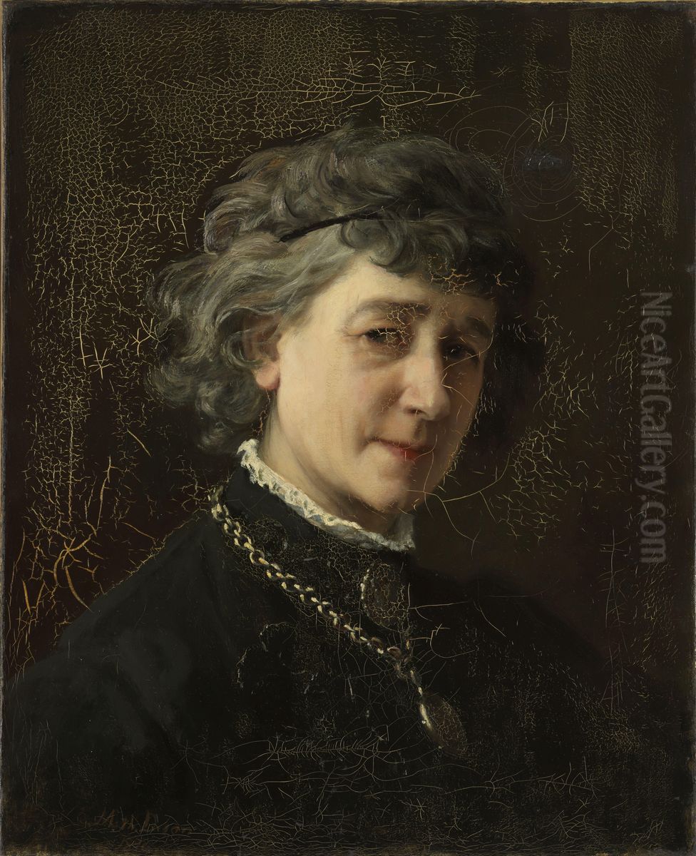 Selvportrett Oil Painting by Johanne Mathilde Dietrichson