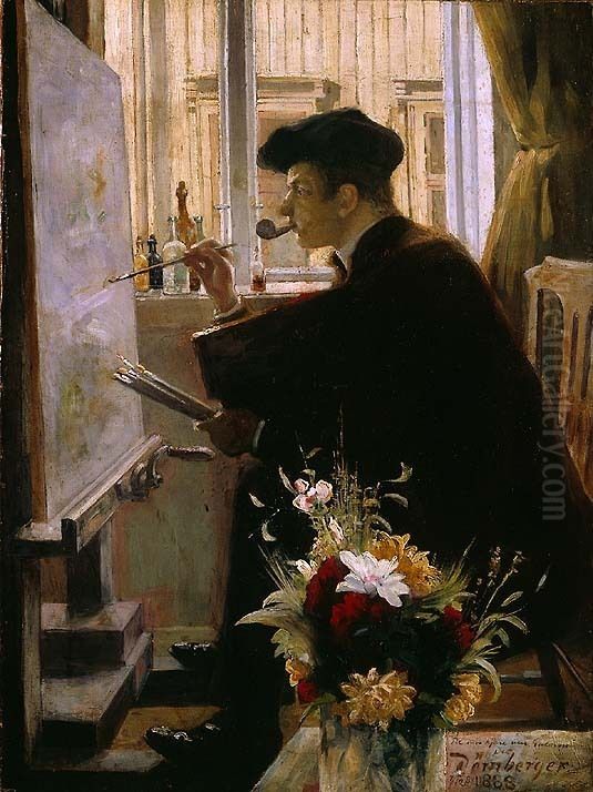 By the Easel Oil Painting by Carl Dornberger
