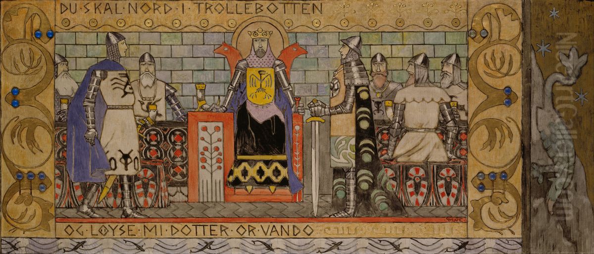 Asmund in the King's Hall Oil Painting by Gerhard Munthe
