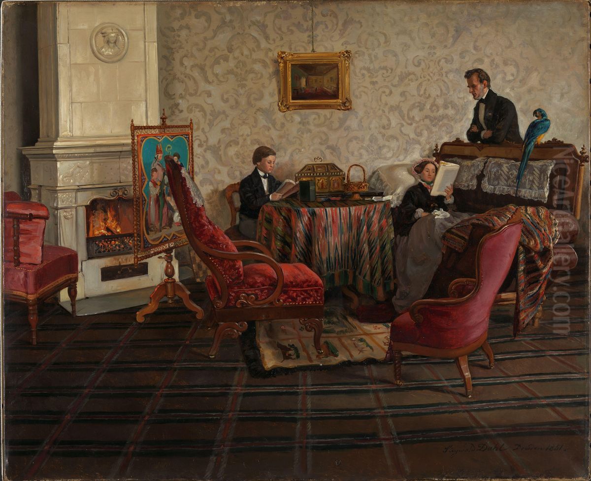 The Living Room of the Danish Minister in Dresden Oil Painting by Johann Siegwald Dahl