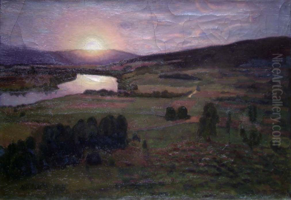 Solnedgang Oil Painting by Nils Alstrup Dahl
