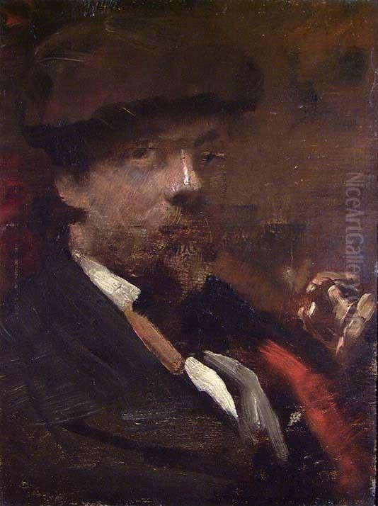 Portrait of the Danish Painter Frants Henningsen Oil Painting by Hans Heyerdahl