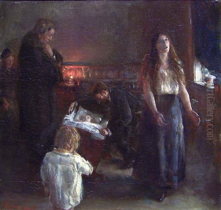 The dying Child Oil Painting by Hans Heyerdahl