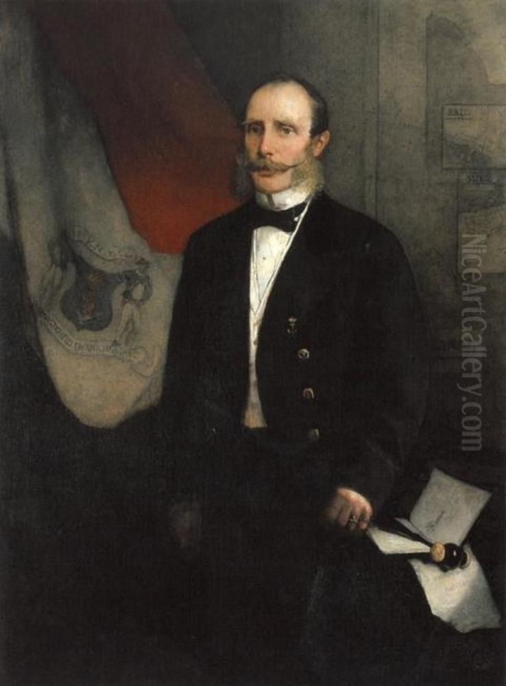 His Royal Highness Prins Willem Frederik Hendrik of the Netherlands (1820-1879) Oil Painting by Christoffel Bisschop