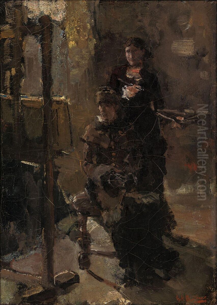 In the Studio Oil Painting by George Hendrik Breitner