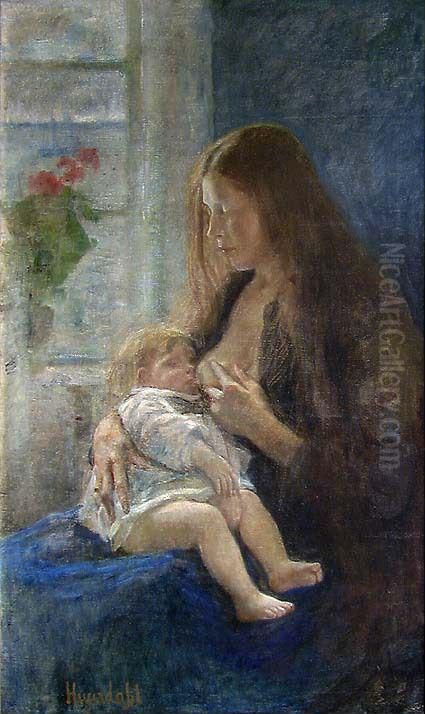 Mother and Child Oil Painting by Hans Heyerdahl