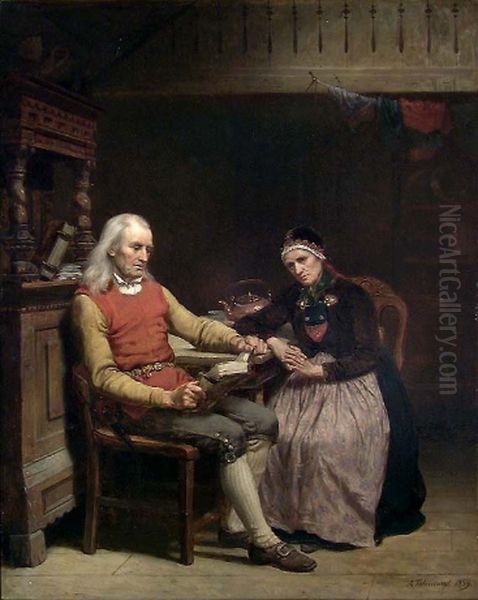Old Age Solitude Oil Painting by Adolph Tidemand