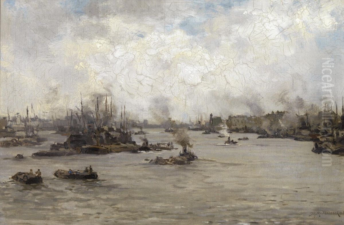 View of the Meuse River Oil Painting by Jan Hendrik van Mastenbroek