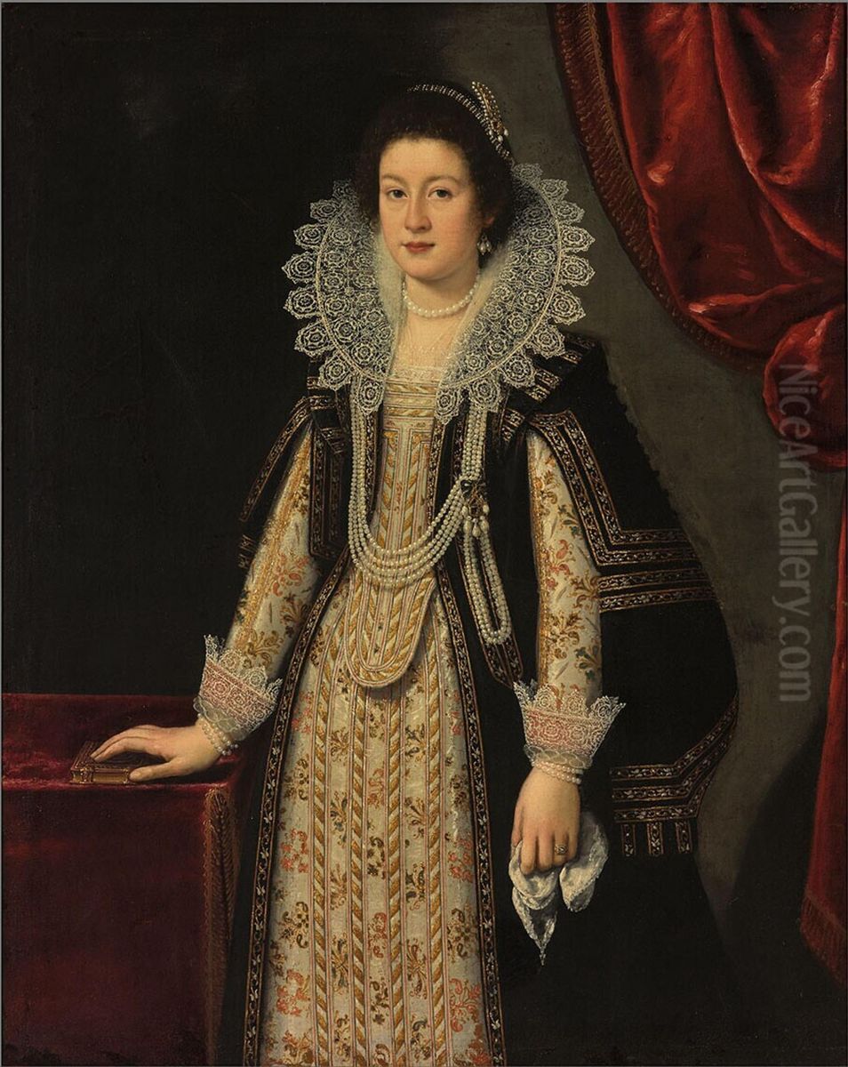 Portrait of a woman, possibly Maria Magdalena of Austria, wife of Cosimo II de' Medici Oil Painting by Justus Sustermans