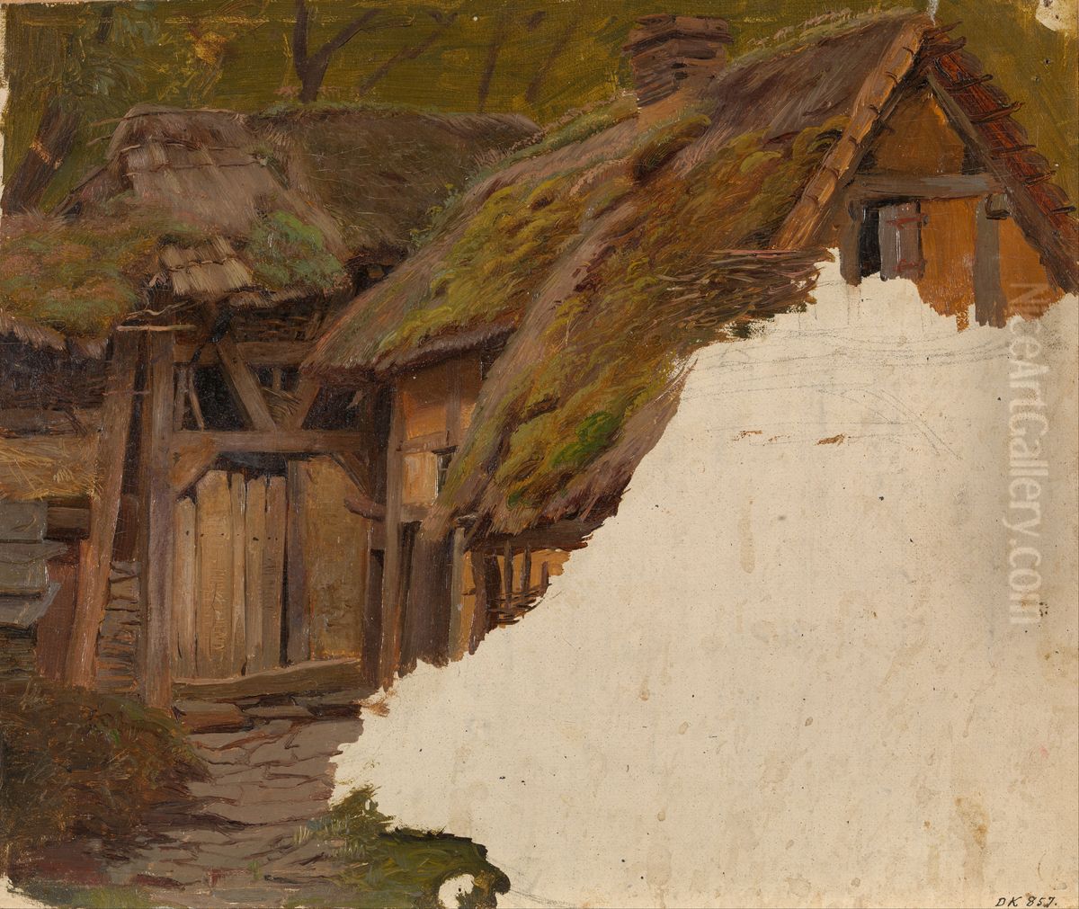 Study of an old Farm Oil Painting by Adolph Tidemand