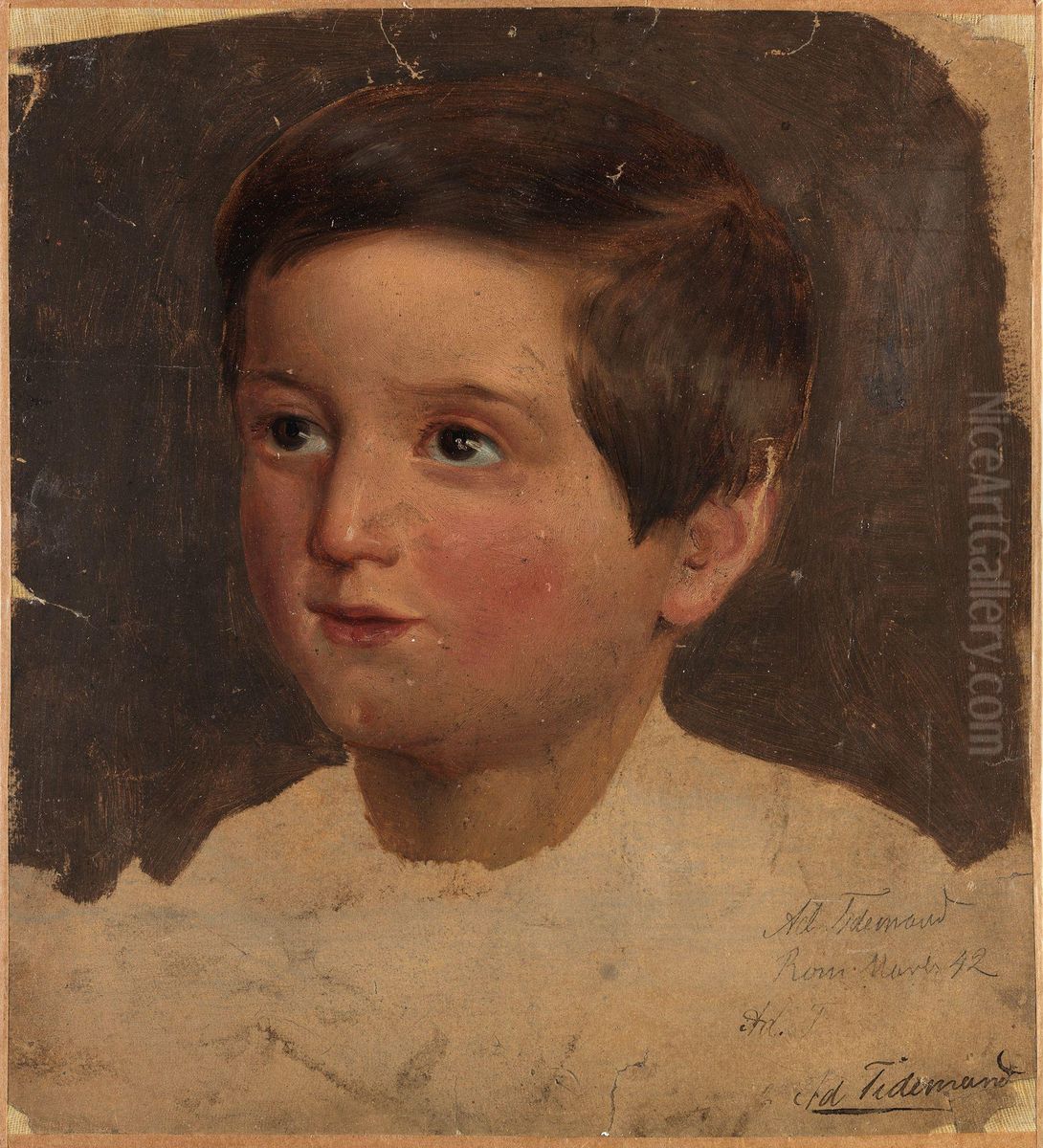Guttehode Oil Painting by Adolph Tidemand