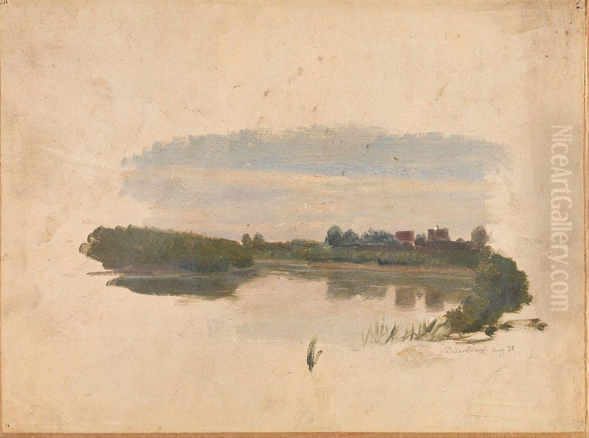 Landskapsstudie Oil Painting by Adolph Tidemand