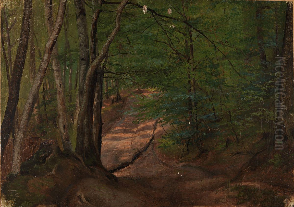 Road in the Forest Oil Painting by Adolph Tidemand