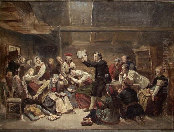 Fanatics. Sketch Oil Painting by Adolph Tidemand