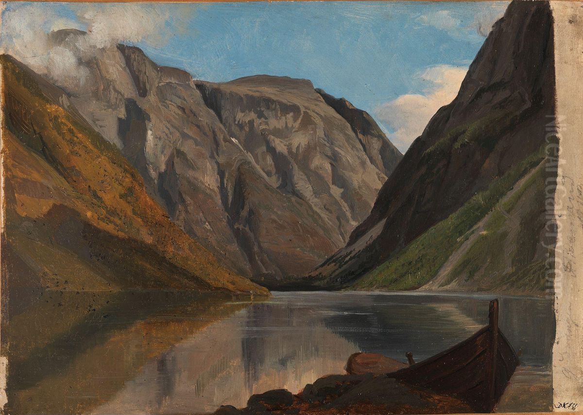 Fra Gudvangen Oil Painting by Adolph Tidemand