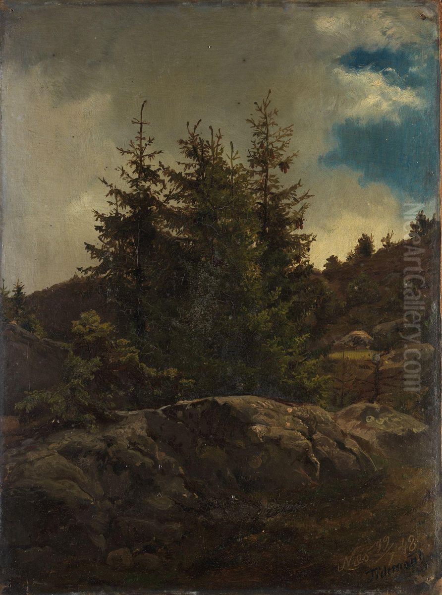Fra Nes i Hallingdal Oil Painting by Adolph Tidemand