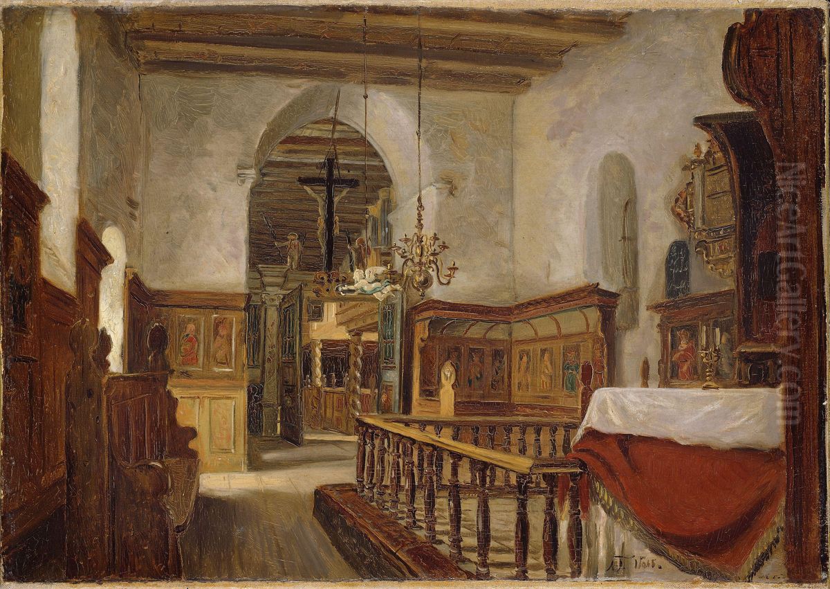 Voss kirke Oil Painting by Adolph Tidemand