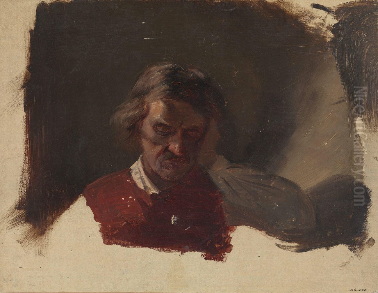 Farmer. Study for Low Church Devotion Oil Painting by Adolph Tidemand