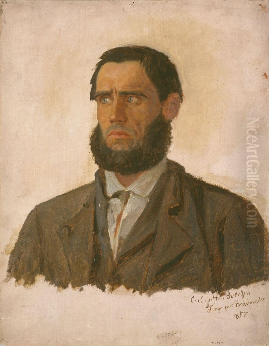 Fangen Carl Gustav Svendsen Oil Painting by Adolph Tidemand