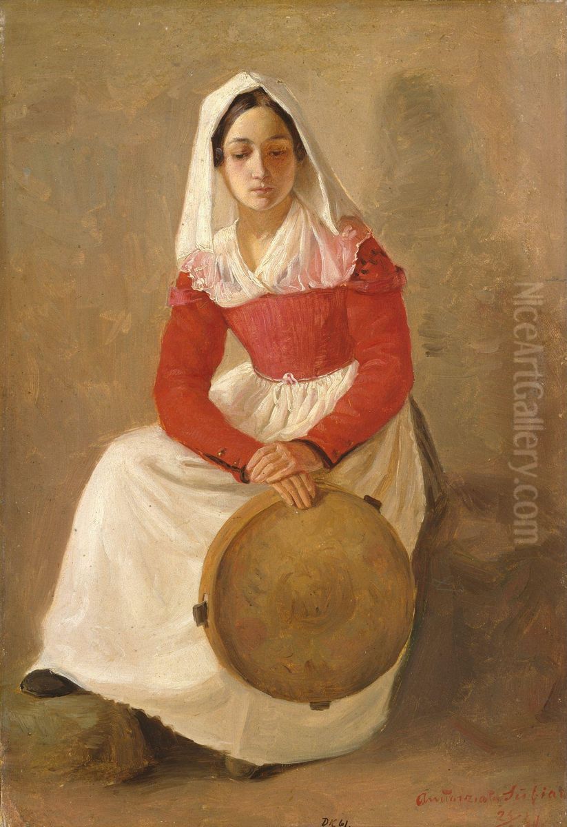 Portrait of Anunziata Oil Painting by Adolph Tidemand