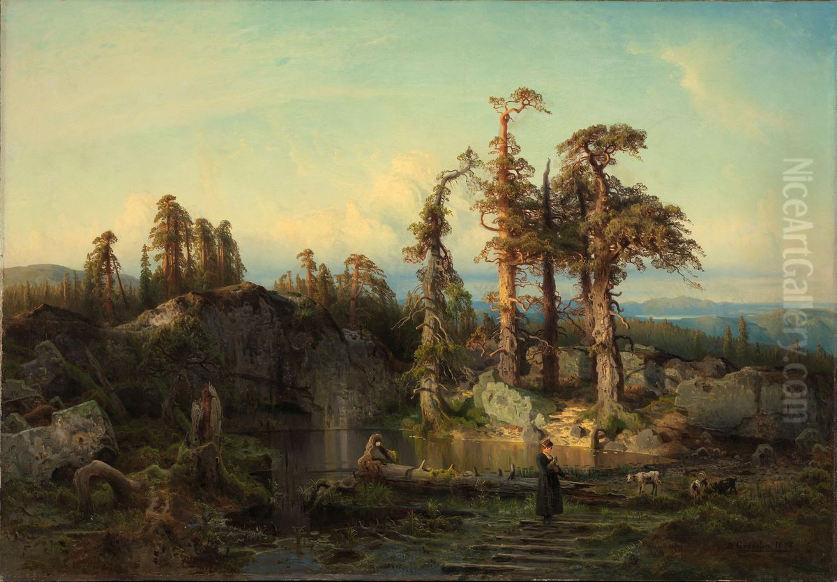 Tarn in Telemark Oil Painting by August Cappelen
