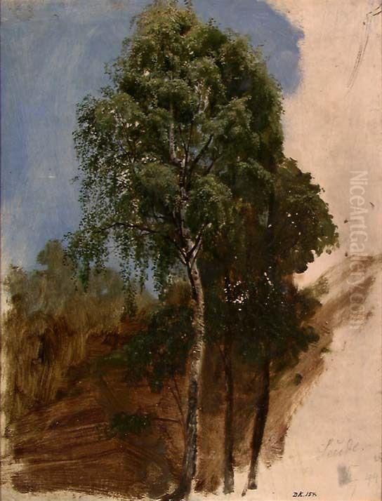 Study of Trees Oil Painting by Adolph Tidemand