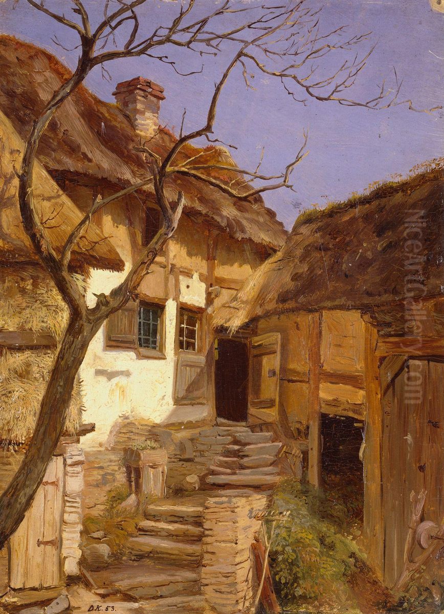 Tysk bondegard Oil Painting by Adolph Tidemand