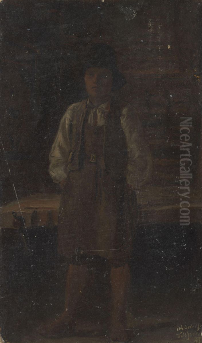 A Joiner's Apprentice Oil Painting by Adolph Tidemand