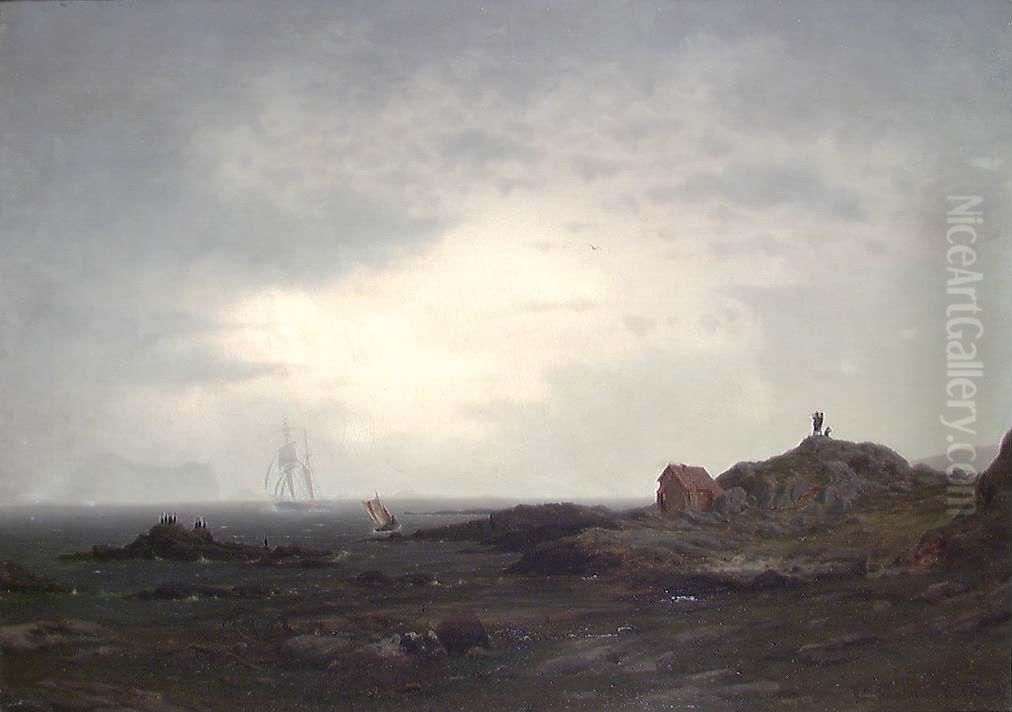 Coastal Landscape Oil Painting by Amaldus Nielsen
