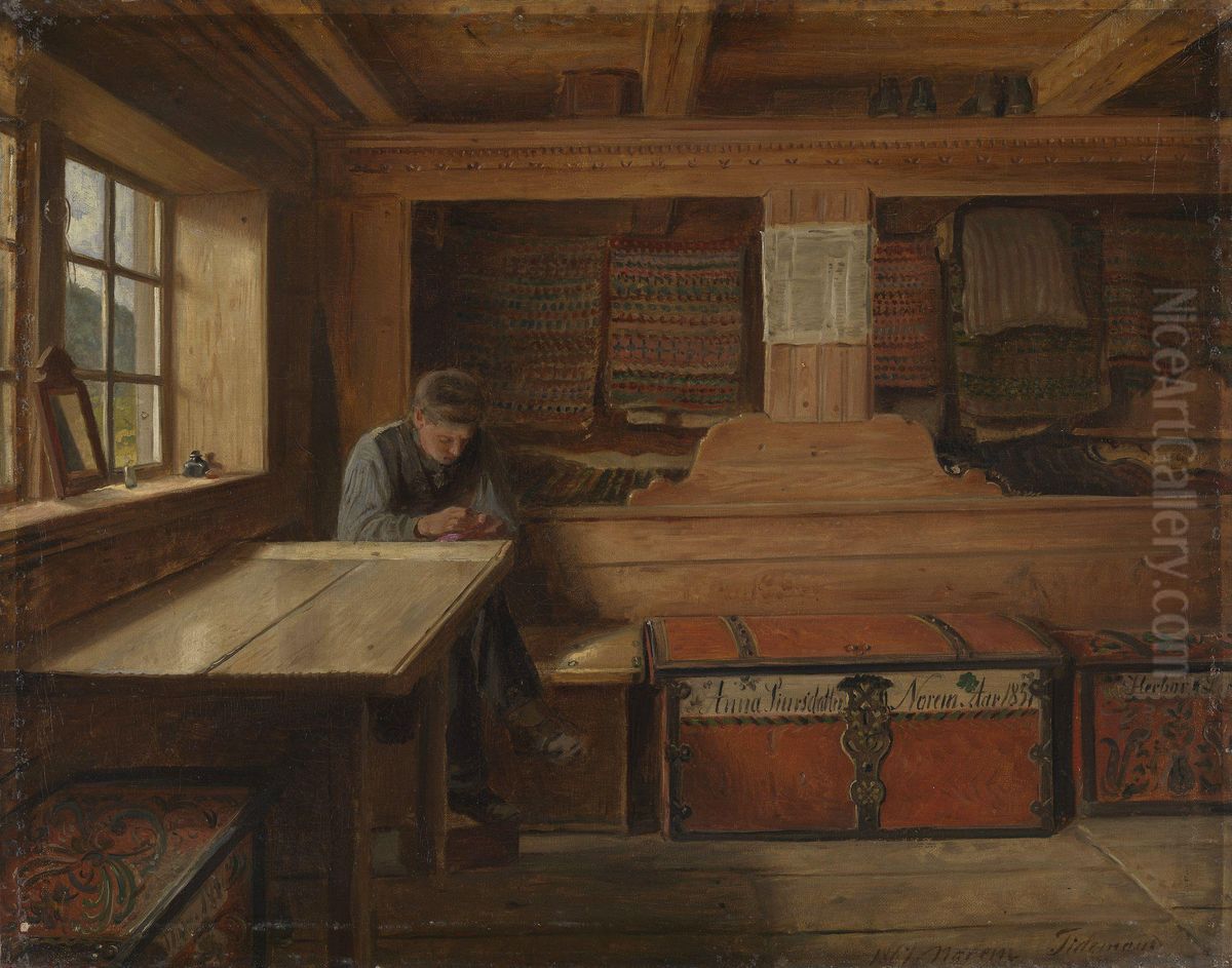 Old Storeroom in Vikoy Oil Painting by Adolph Tidemand