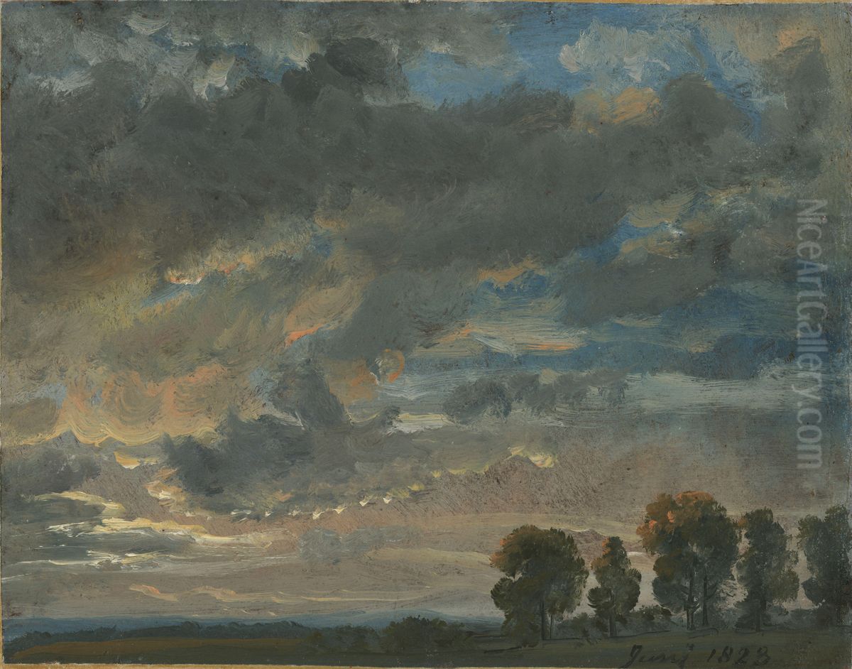 Clouds in the Evening Oil Painting by Johan Wilhelm Ludwig Dahl