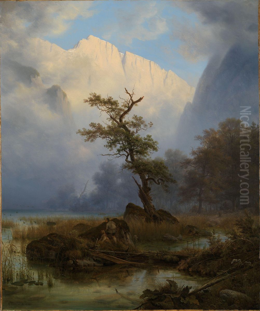 Duck-shooting an Autum Morning by Konigssee Oil Painting by Thomas Fearnley
