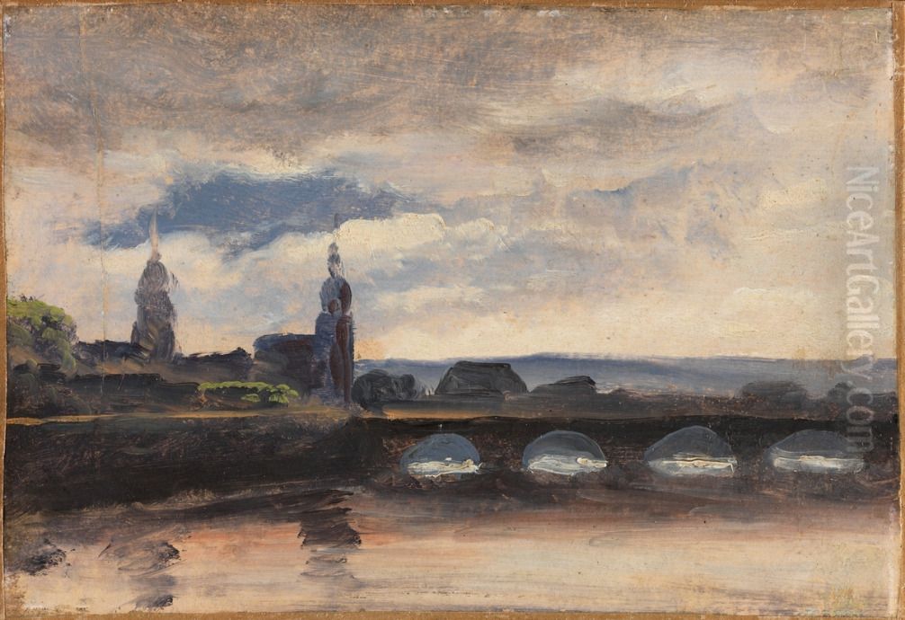 The Augustusbrucke in Dresden Oil Painting by Thomas Fearnley
