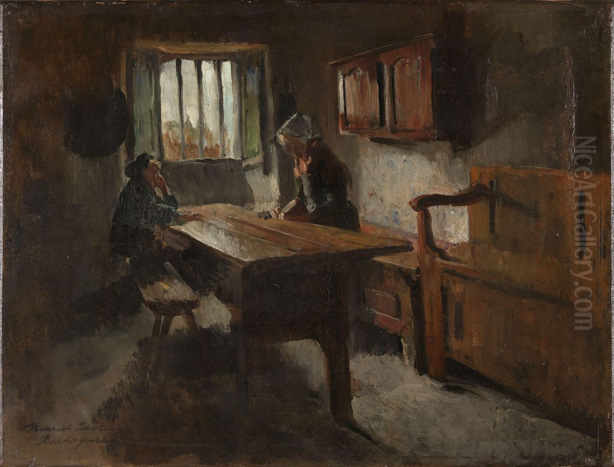 Farm Interior from Rochefort-en-terre, Brittany Oil Painting by Harriet Backer