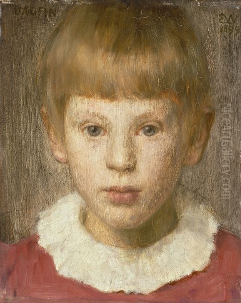 Dagfin, kunstnerens sonn Oil Painting by Erik Werenskiold