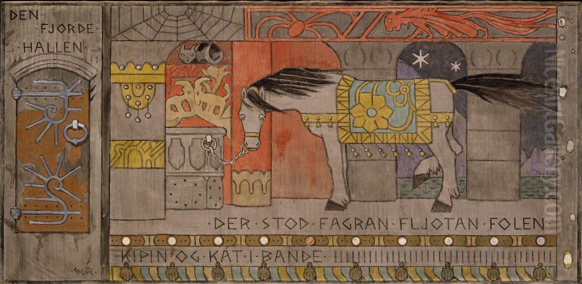 The fourth Hall Oil Painting by Gerhard Munthe