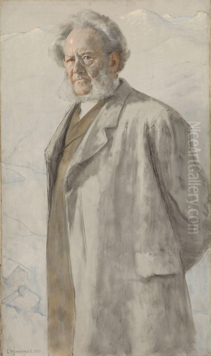 Dikteren Henrik Ibsen Oil Painting by Erik Werenskiold