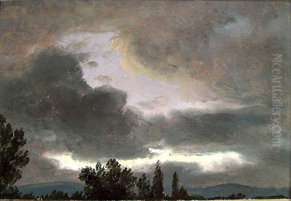 Storm Clouds over Tree Tops Oil Painting by Johan Wilhelm Ludwig Dahl