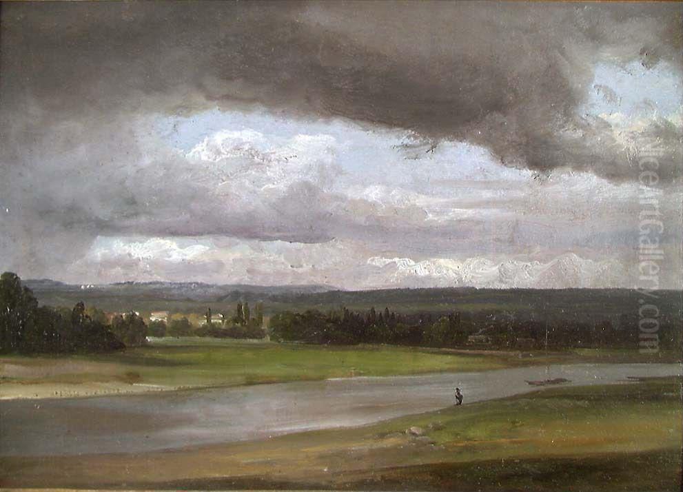 View of the Elbe Oil Painting by Johan Wilhelm Ludwig Dahl